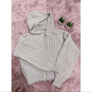 Zip-up hooded cardigan